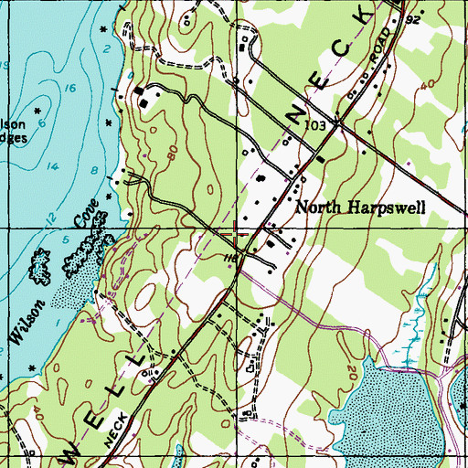 Topographic Map of Harpswell Neck, ME