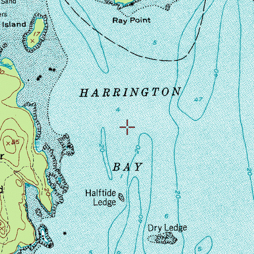 Topographic Map of Harrington Bay, ME