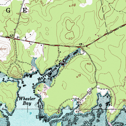 Topographic Map of Harrington Cove, ME