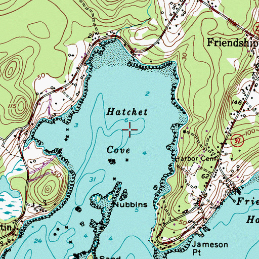 Topographic Map of Hatchet Cove, ME