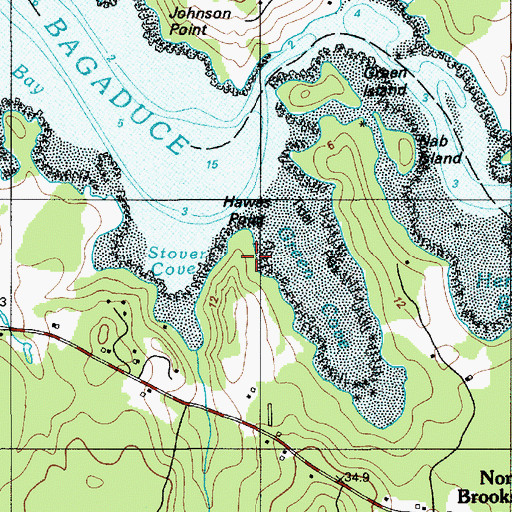 Topographic Map of Hawes Point, ME