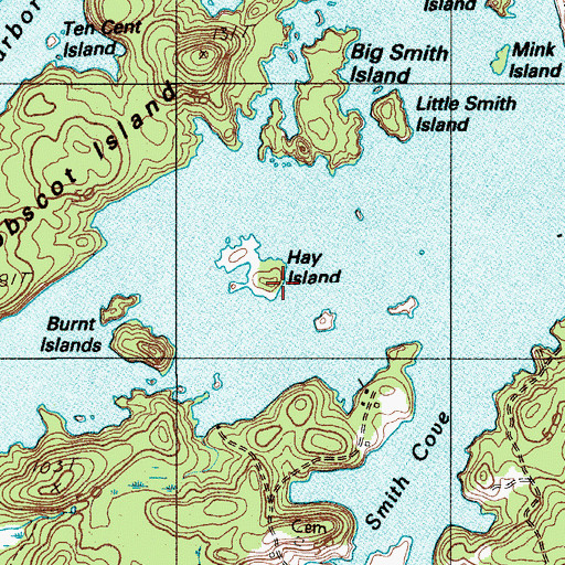Topographic Map of Hay Island, ME