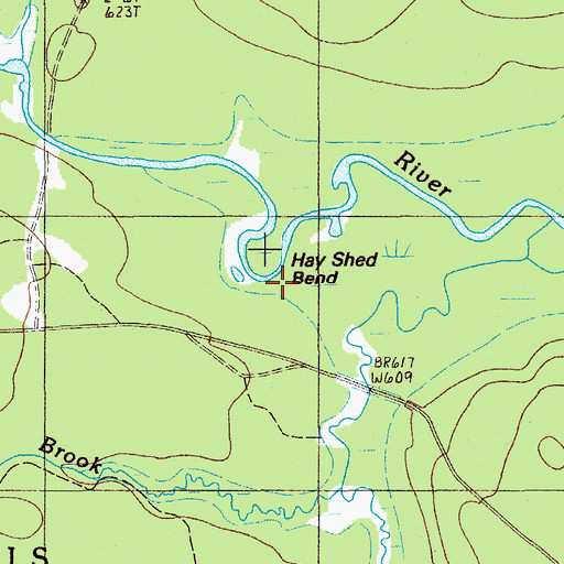 Topographic Map of Hay Shed Bend, ME