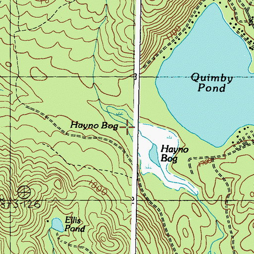 Topographic Map of Hayno Bog, ME