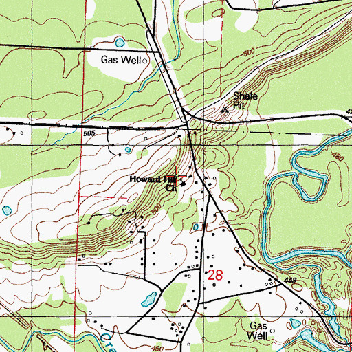 Topographic Map of Howard Hill Church, AR