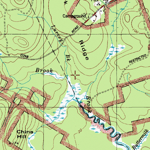Topographic Map of Heath Brook, ME