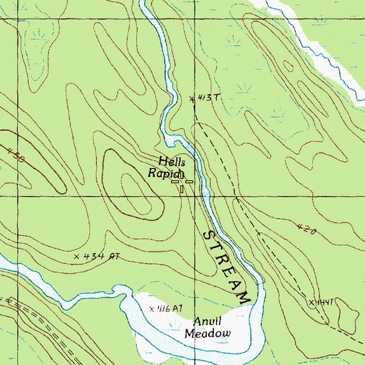 Topographic Map of Hell Rapids, ME