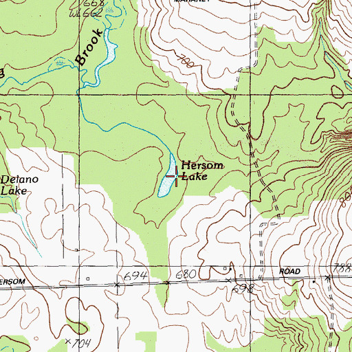 Topographic Map of Hersom Lake, ME
