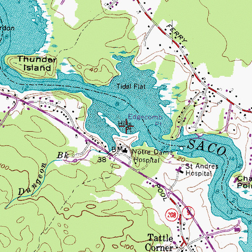 Topographic Map of Hills Point, ME