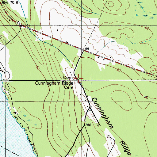 Topographic Map of Cunningham Ridge Cemetery, ME