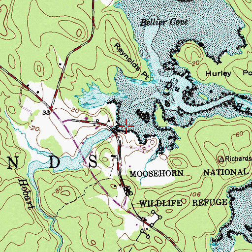 Topographic Map of Hobart Stream, ME