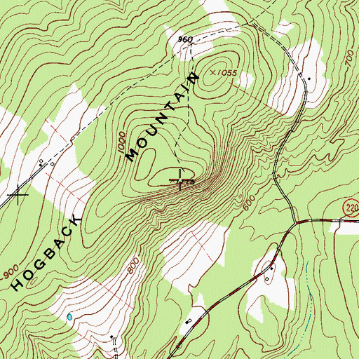 Topographic Map of Hogback Mountain, ME