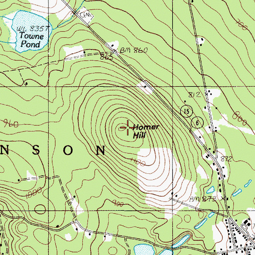 Topographic Map of Homer Hill, ME
