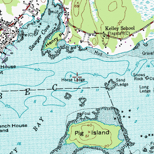 Topographic Map of Horse Ledge, ME