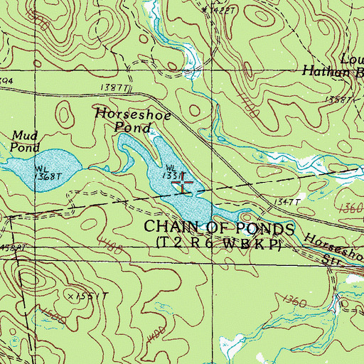 Topographic Map of Horseshoe Pond, ME