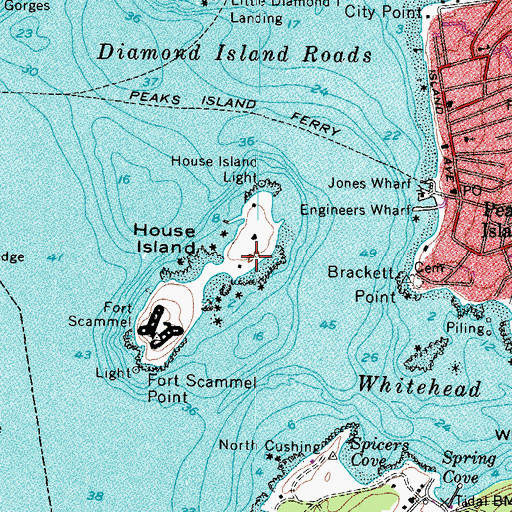 Topographic Map of House Island, ME