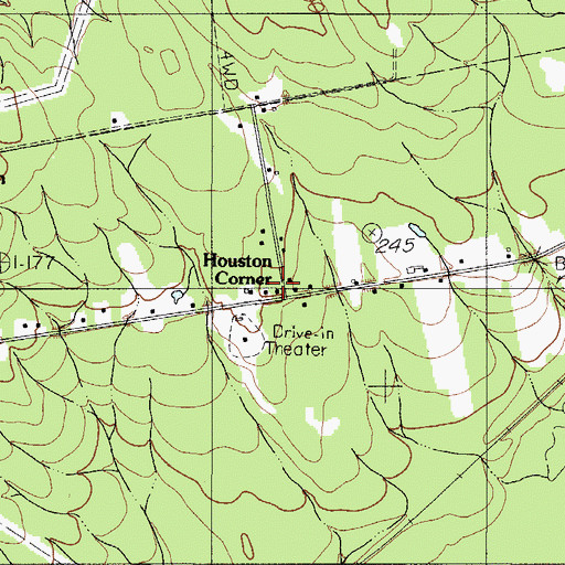 Topographic Map of Houston Corner, ME