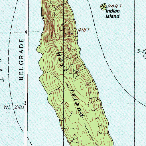 Topographic Map of Hoyt Island, ME