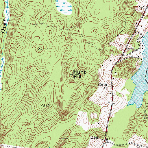 Topographic Map of Hunt Hill, ME