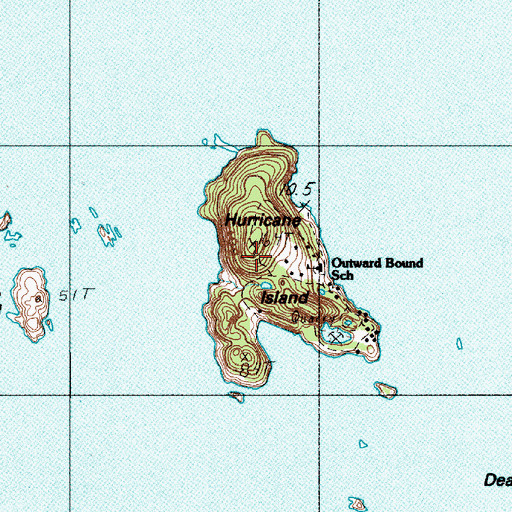 Topographic Map of Hurricane Island, ME