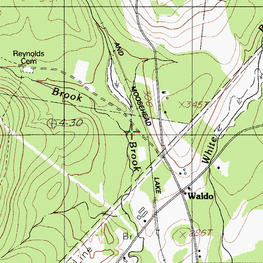 Topographic Map of Hussey Brook, ME