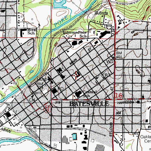Topographic Map of Original Campus Arkansas College (historical), AR