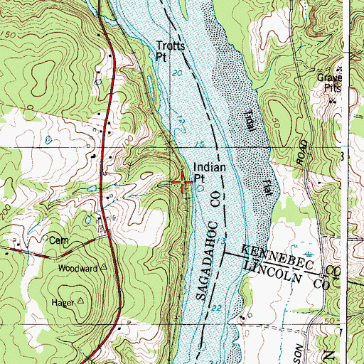 Topographic Map of Indian Point, ME