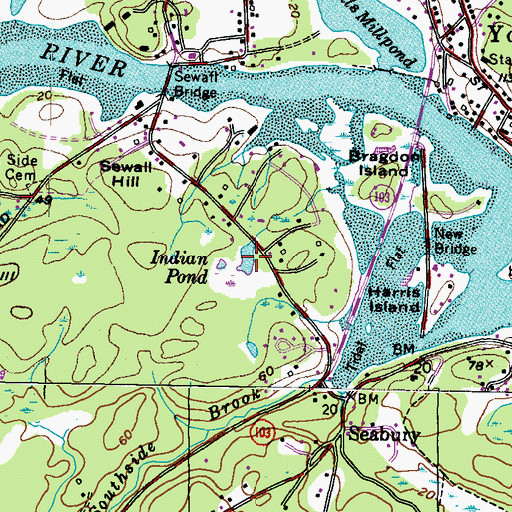 Topographic Map of Indian Pond, ME