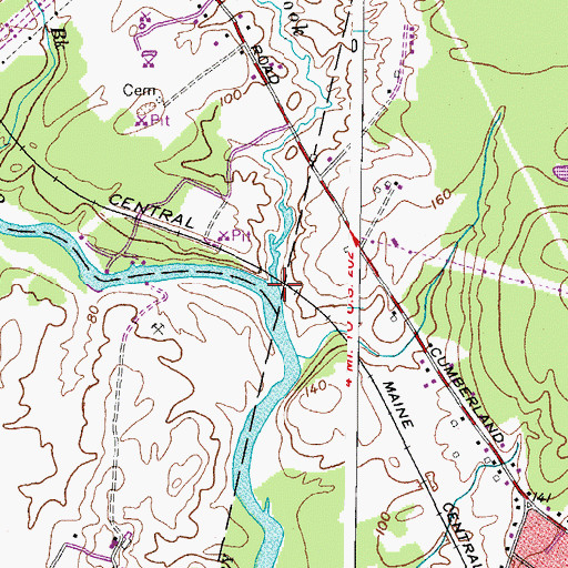 Topographic Map of Inkhorn Brook, ME