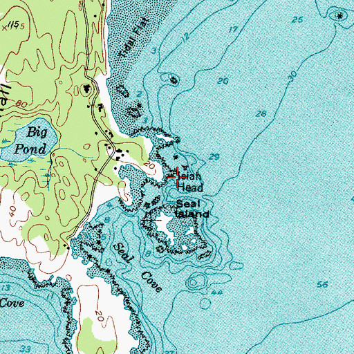 Topographic Map of Isiah Head, ME