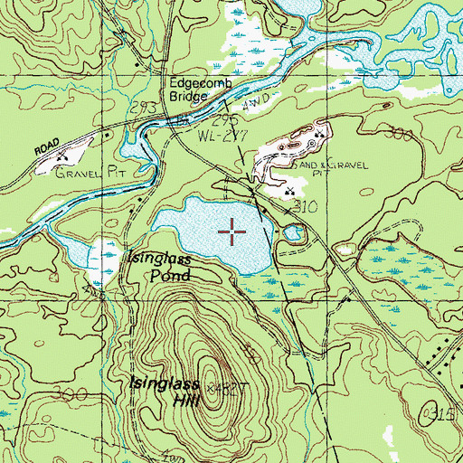 Topographic Map of Isinglass Pond, ME