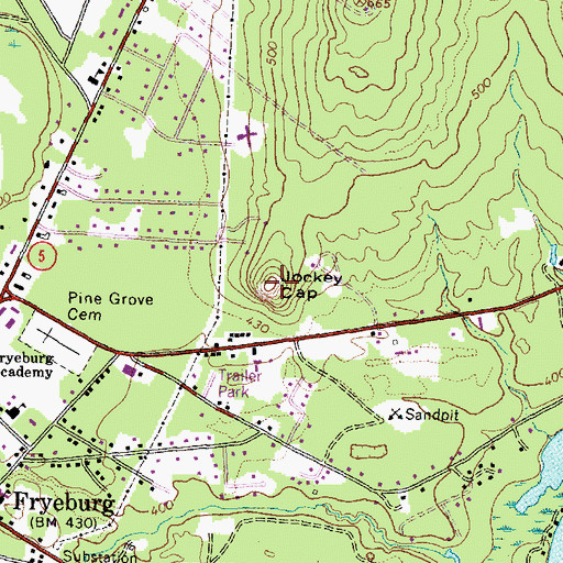 Topographic Map of Jockey Cap, ME