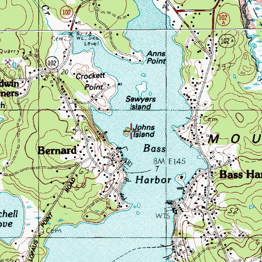 Topographic Map of Johns Island, ME