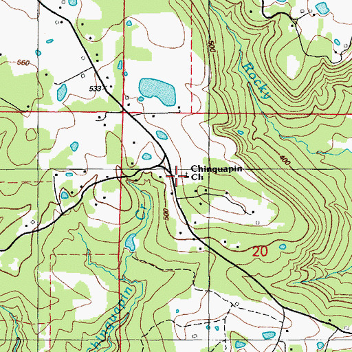 Topographic Map of Chinquapin Church, AR