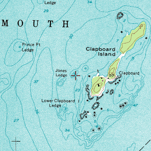 Topographic Map of Jones Ledge, ME