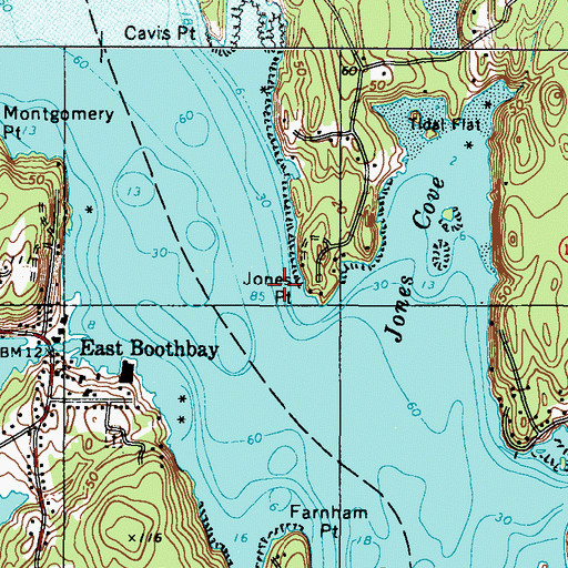 Topographic Map of Jones Point, ME
