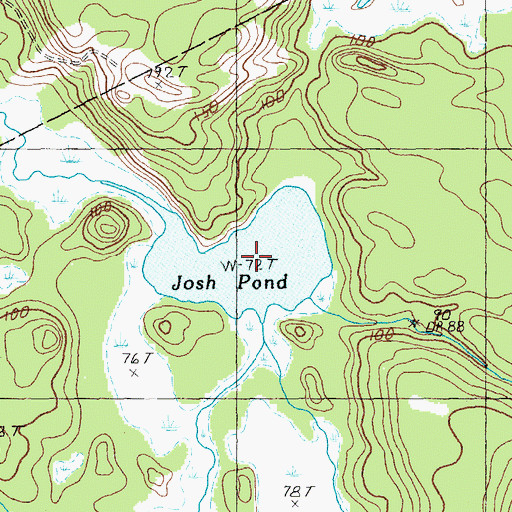 Topographic Map of Josh Pond, ME