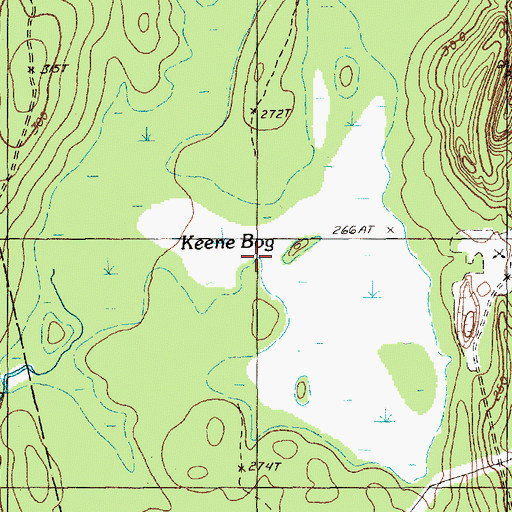 Topographic Map of Keene Bog, ME