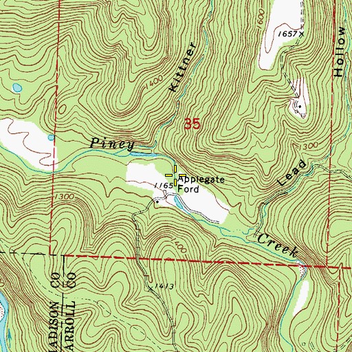 Topographic Map of Applegate Ford, AR