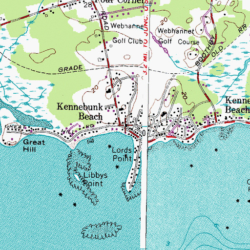 Topographic Map of Kennebunk Beach, ME