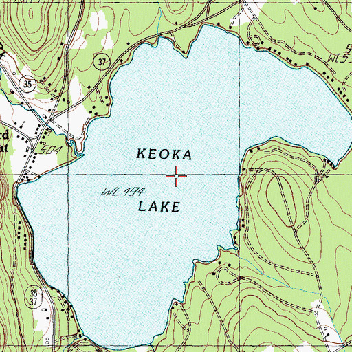 Topographic Map of Keoka Lake, ME