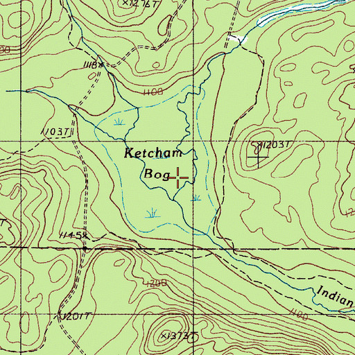 Topographic Map of Ketcham Bog, ME