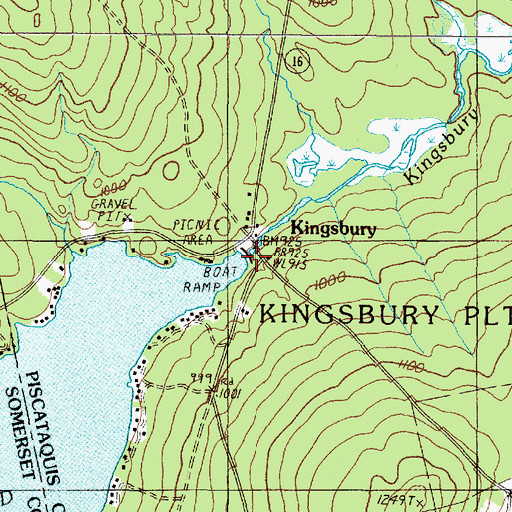 Topographic Map of Kingsbury Pond, ME