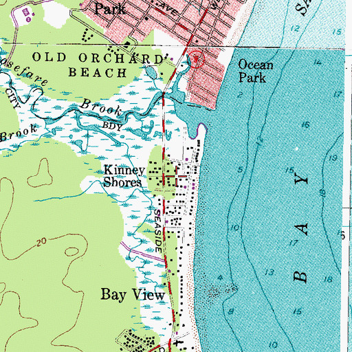 Topographic Map of Kinney Shores, ME