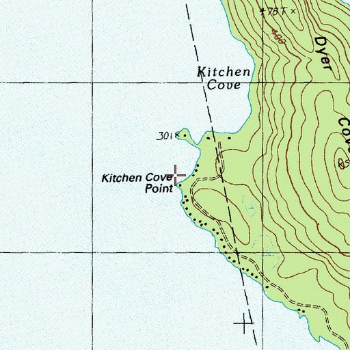 Topographic Map of Kitchen Cove Point, ME