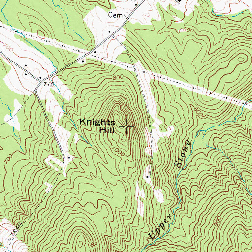 Topographic Map of Knights Hill, ME