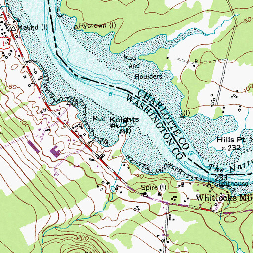 Topographic Map of Knights Point, ME