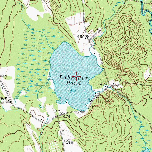 Topographic Map of Labrador Pond, ME
