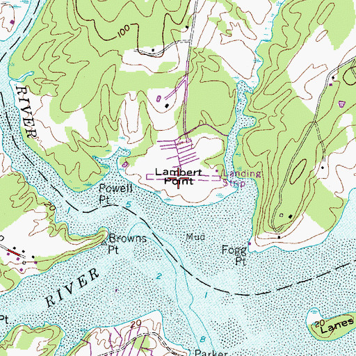 Topographic Map of Lambert Point, ME