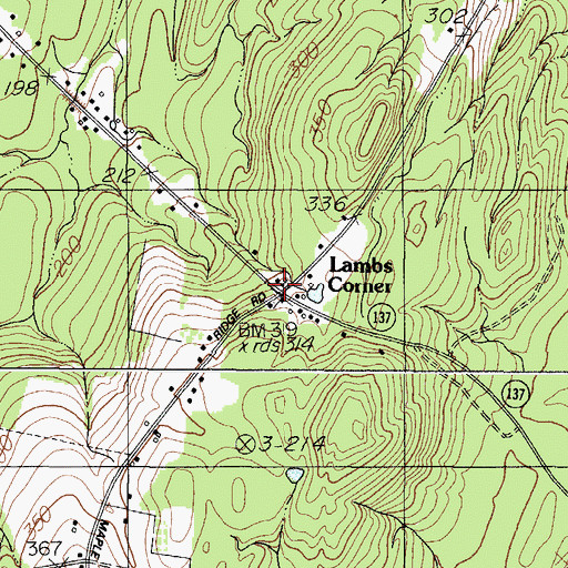 Topographic Map of Lambs Corner, ME